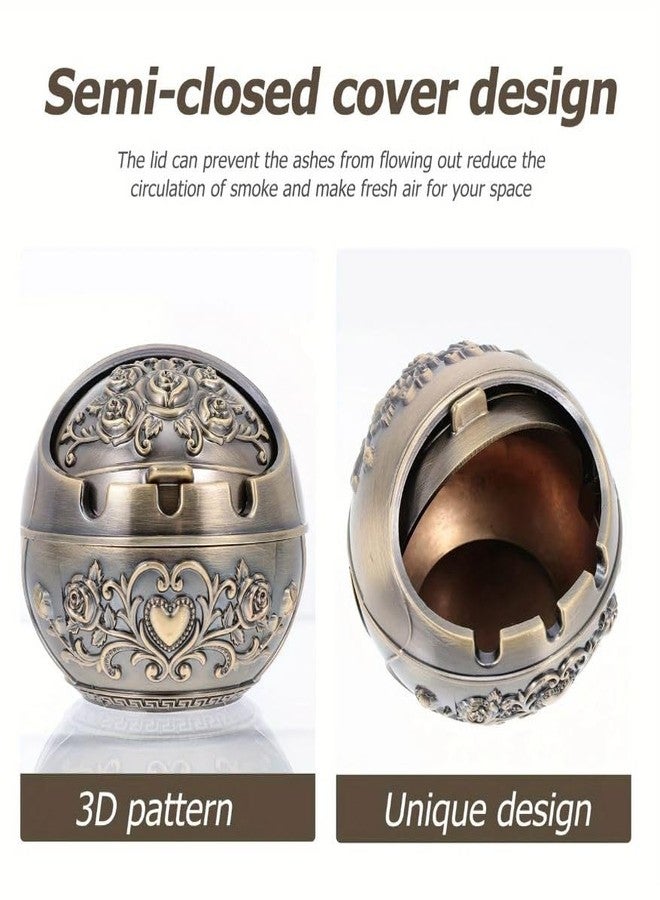 Dratal Round Portable Travel Car Ashtray, Print Design, Great Gift for Home Decoration, Creative Zinc Alloy Ball with Lid and Creative Home Ashtray - Image 5